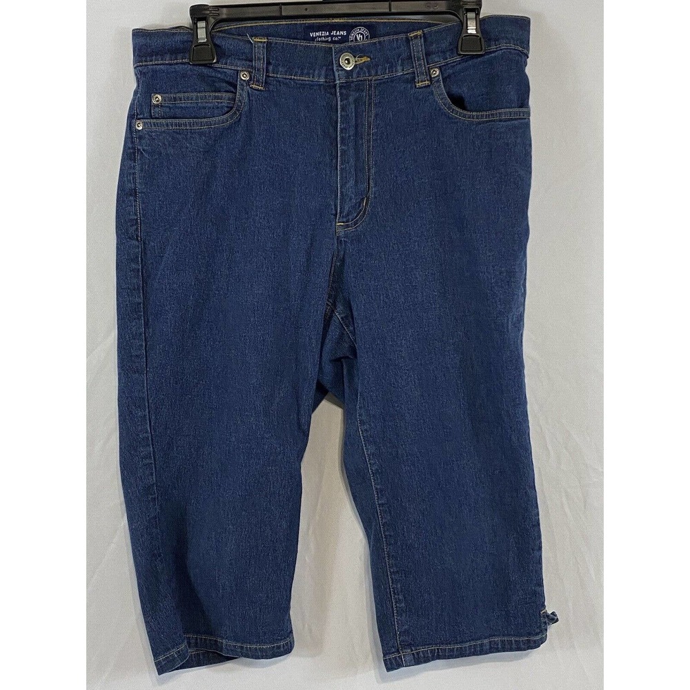 Venezia Jeans Women's Jean Capri Pants Dark Wash Denim Blue Size 14